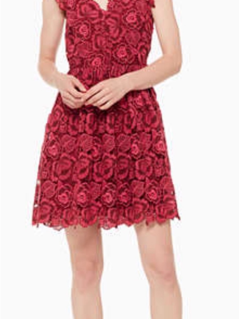 kate spade Bicolor Lace Rose-Pattern Mini Dress
